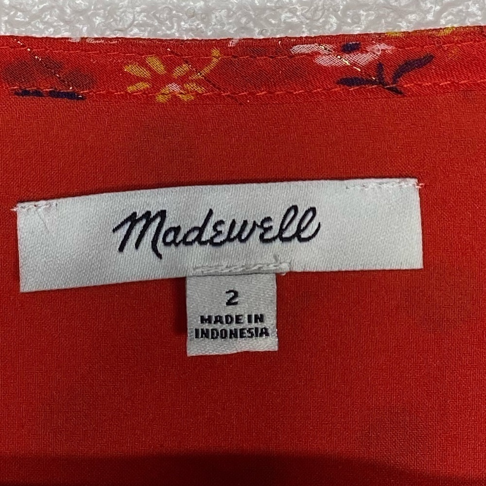 Madewell Tiered-Sleeve Peplum Top in Metallic Prairie Posies Size 2 H4 - Picture 11 of 12